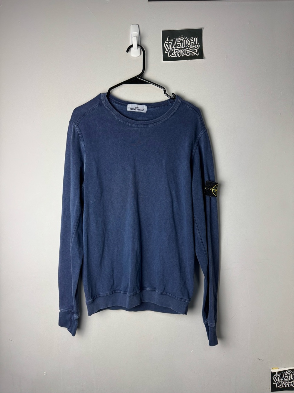 Stone Island Washed Navy Crewneck Sweater - Classic Men's